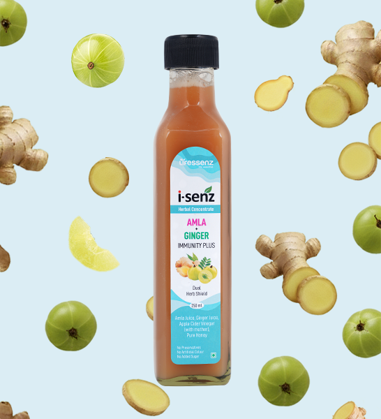 Amla and ginger blend with ACV and honey to support immunity, digestion, and daily wellness.