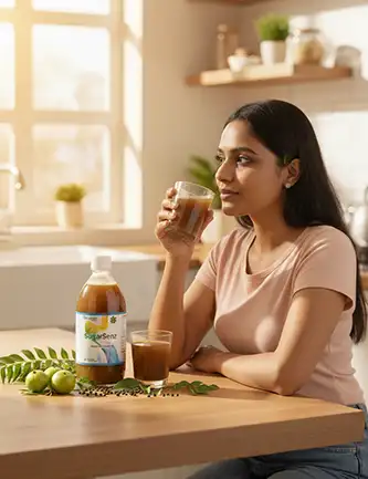 SugarSenz natural health drinks and juices made with 13 herbs for blood sugar balance Tamil Nadu.