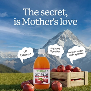 Himalayan apple cider vinegar enriched with live cultures supports digestion, detox, & natural wellness